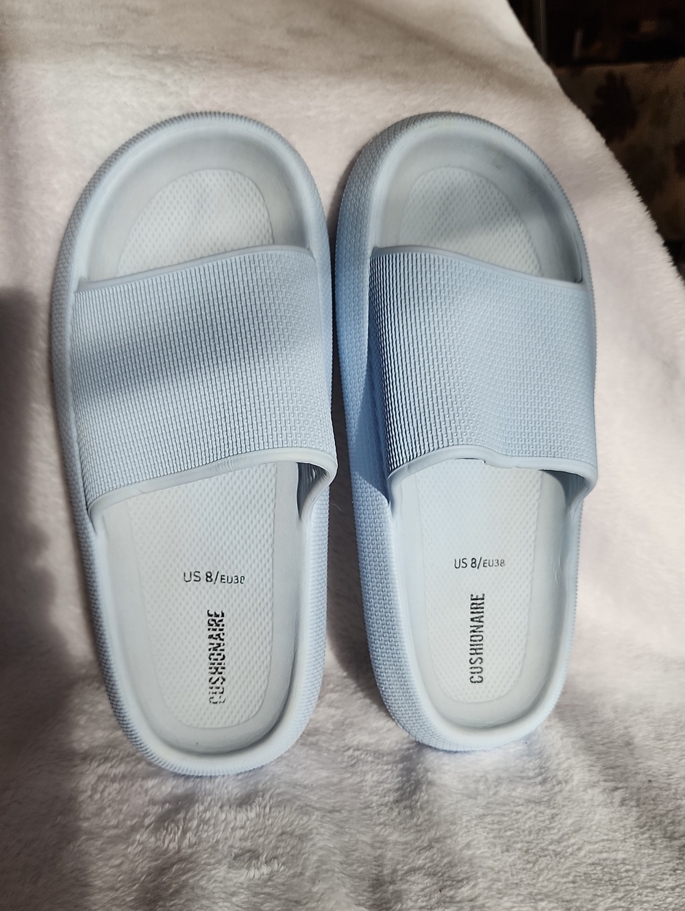 Light Blue Slides Sandals Slip Ons - Cushioned Comfort Womens Size 8 [EB7]